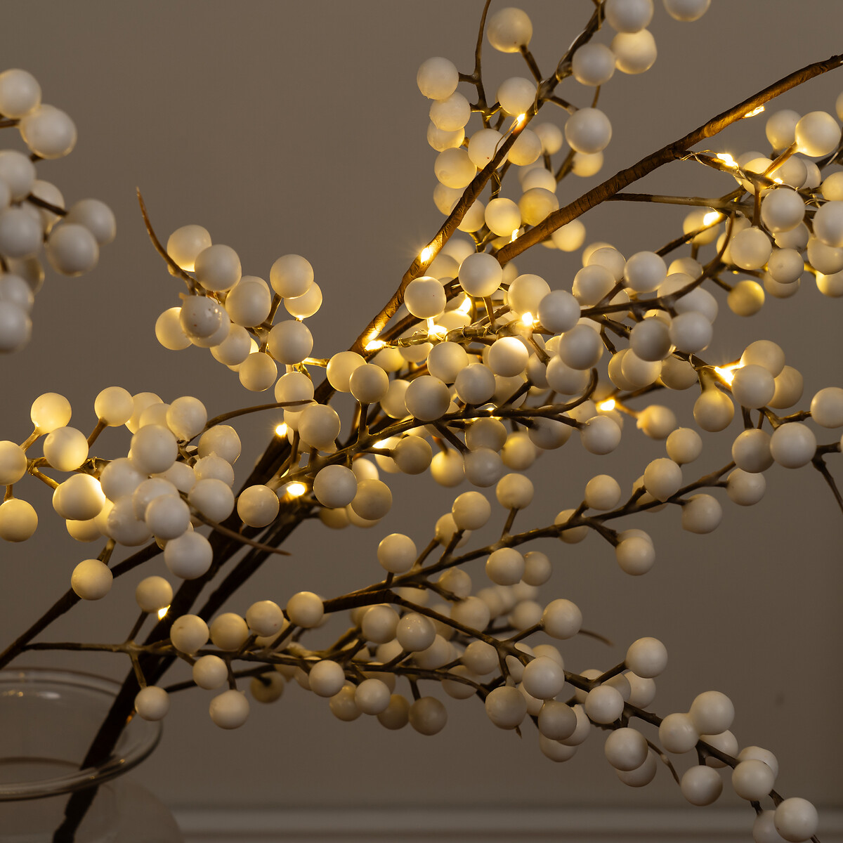 100cm White Berry Branch with lights white, SO'HOME