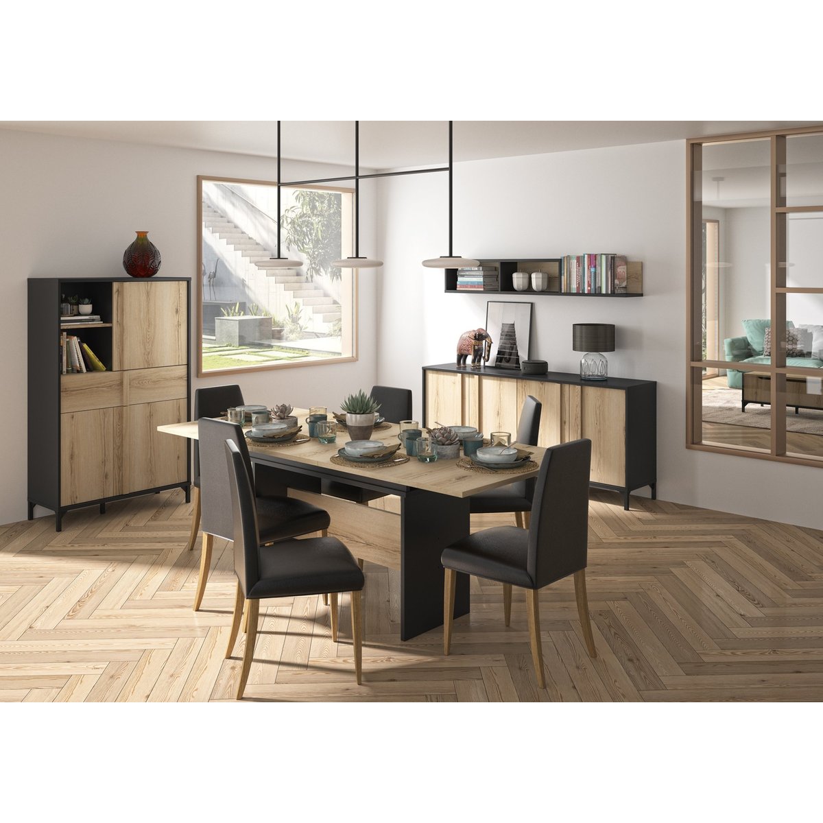 Table rectangulaire extensible ESTEBAN marron, GAMI