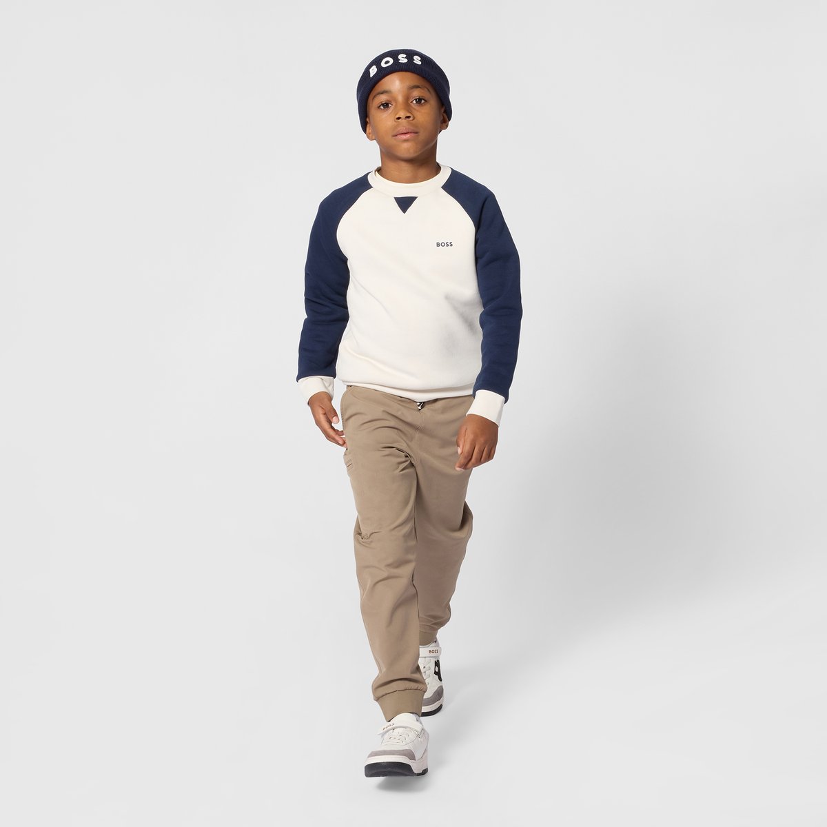 Sweat col rond ivory, BOSS KIDSWEAR
