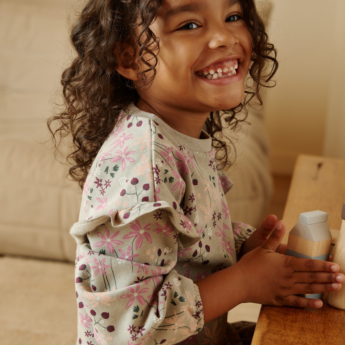 Robe enfant en molleton Misti kaki, PETIT BEGUIN