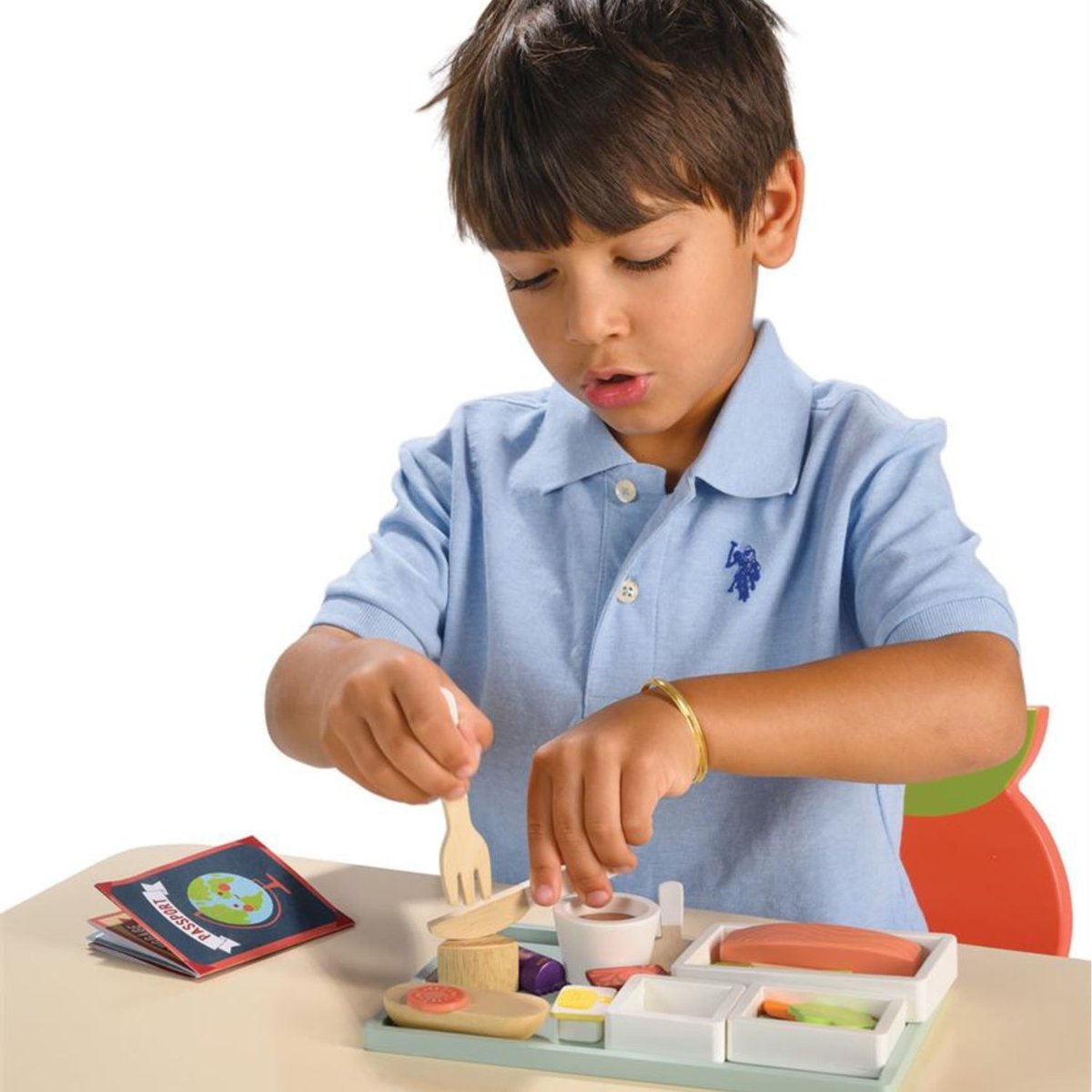 Plateau repas en avion bleu, orange, TENDER LEAF TOYS