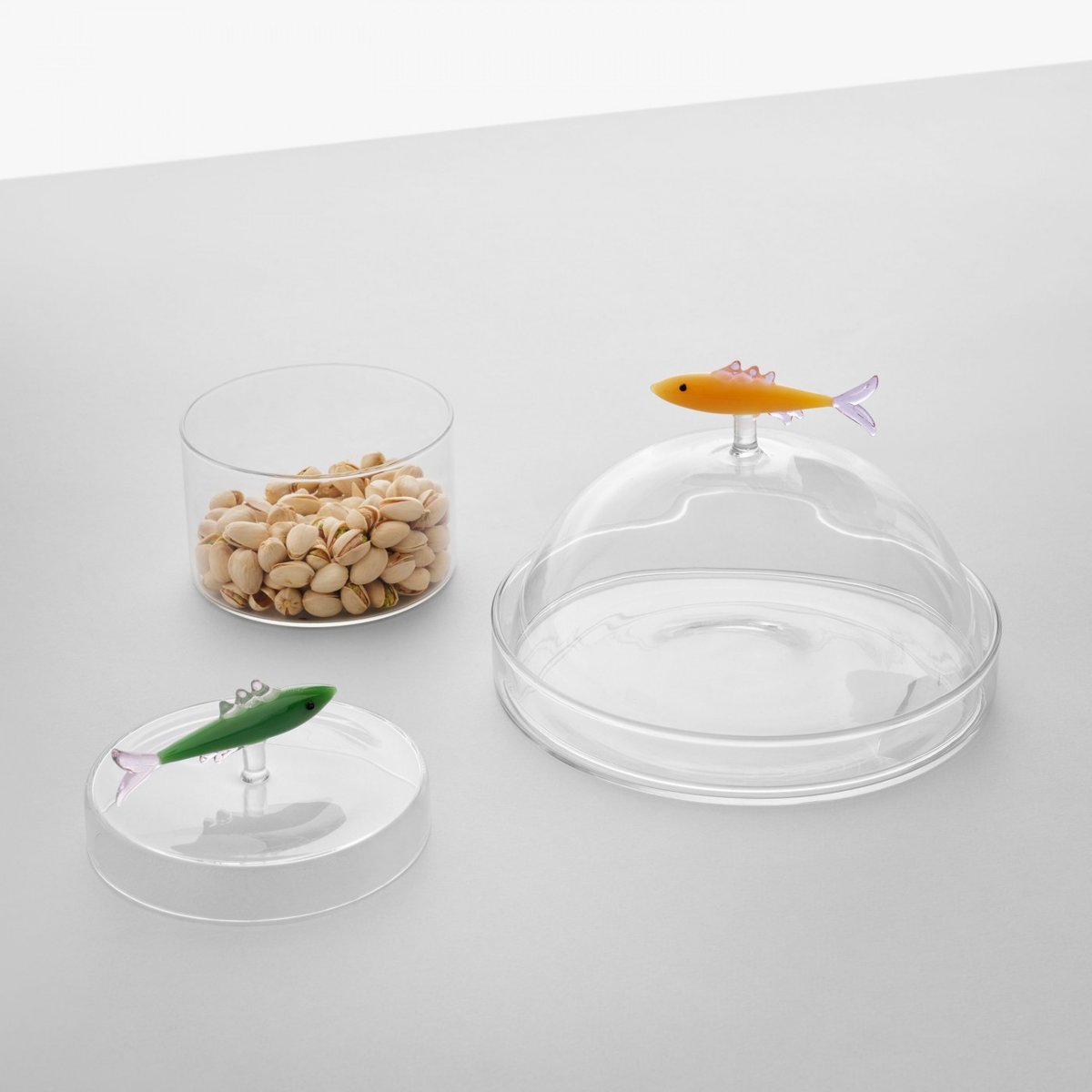 Cloche et Assiette Sardine transparent, ICHENDORF