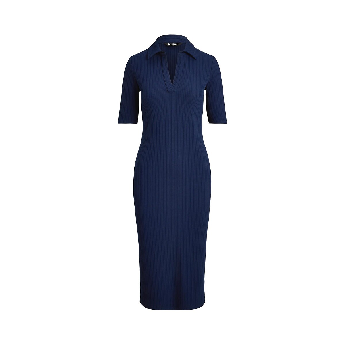 Robe midi à col polo manches courtes marine, LAUREN RALPH LAUREN