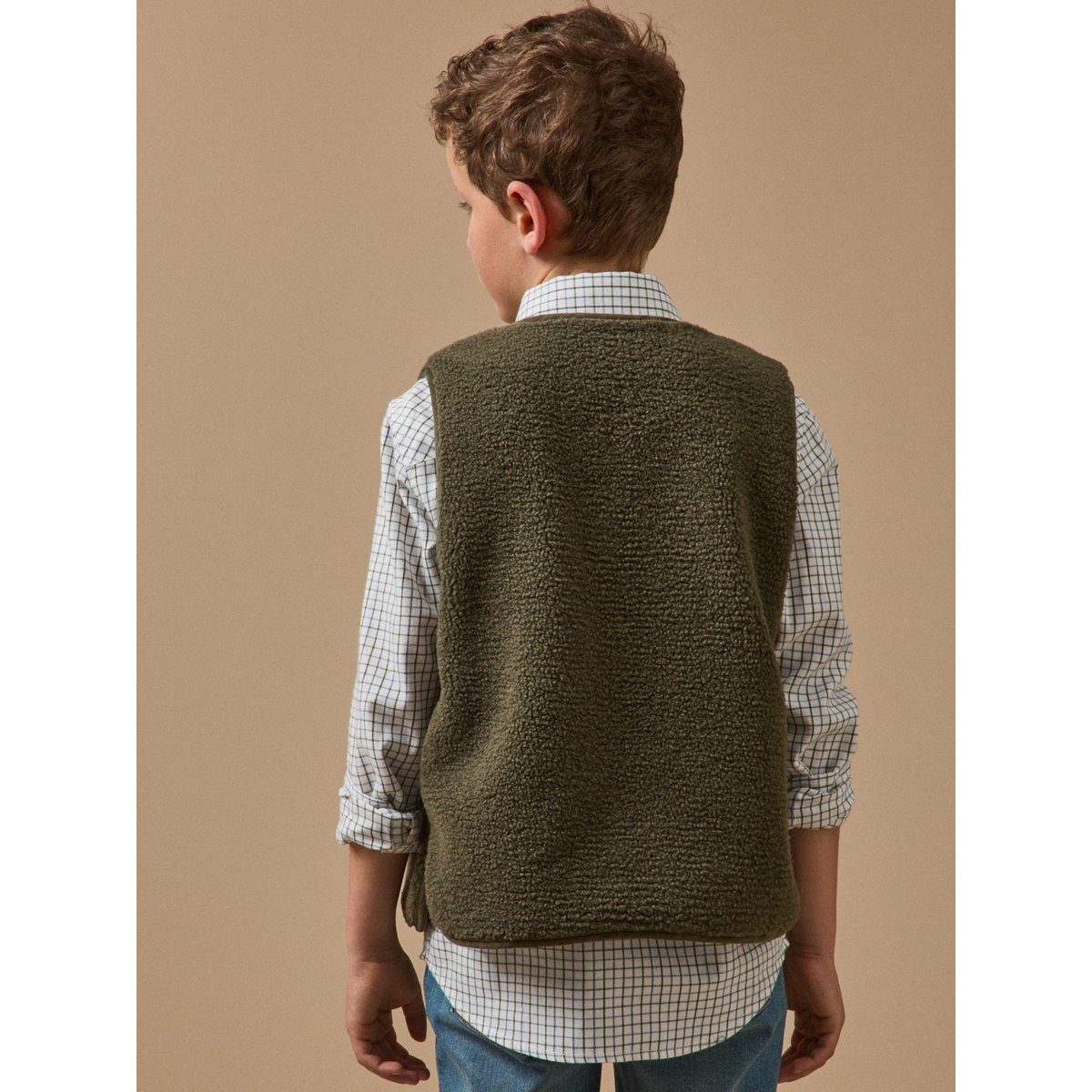 Veste sans manches en sherpa kaki, CYRILLUS