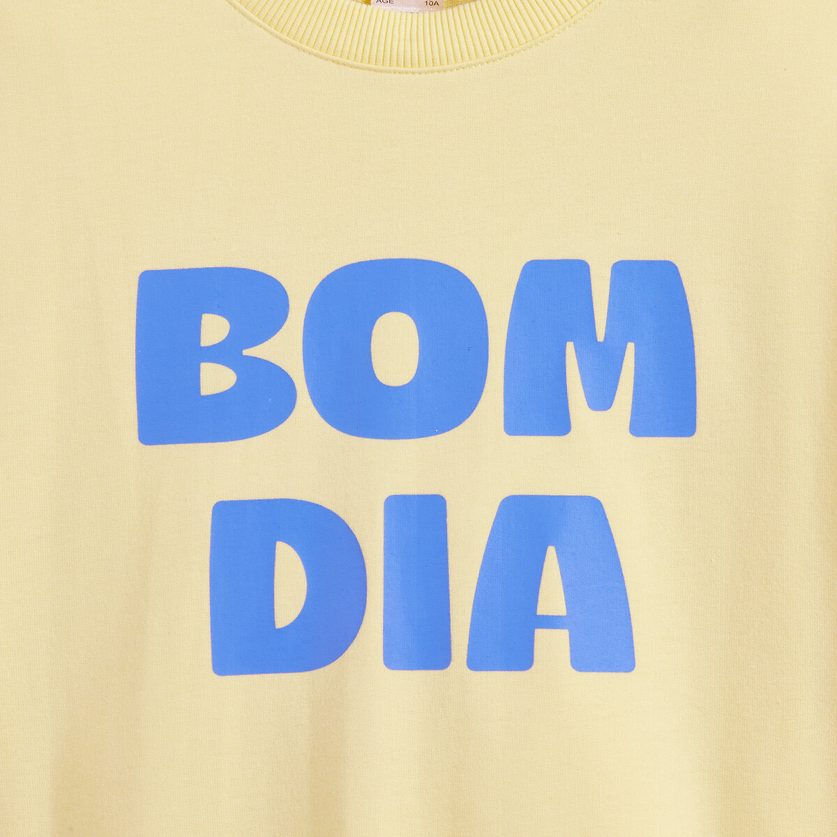 Sweat col rond, à manches longues bouffantes, en molleton, texte imprimé devant jaune, LA REDOUTE COLLECTIONS