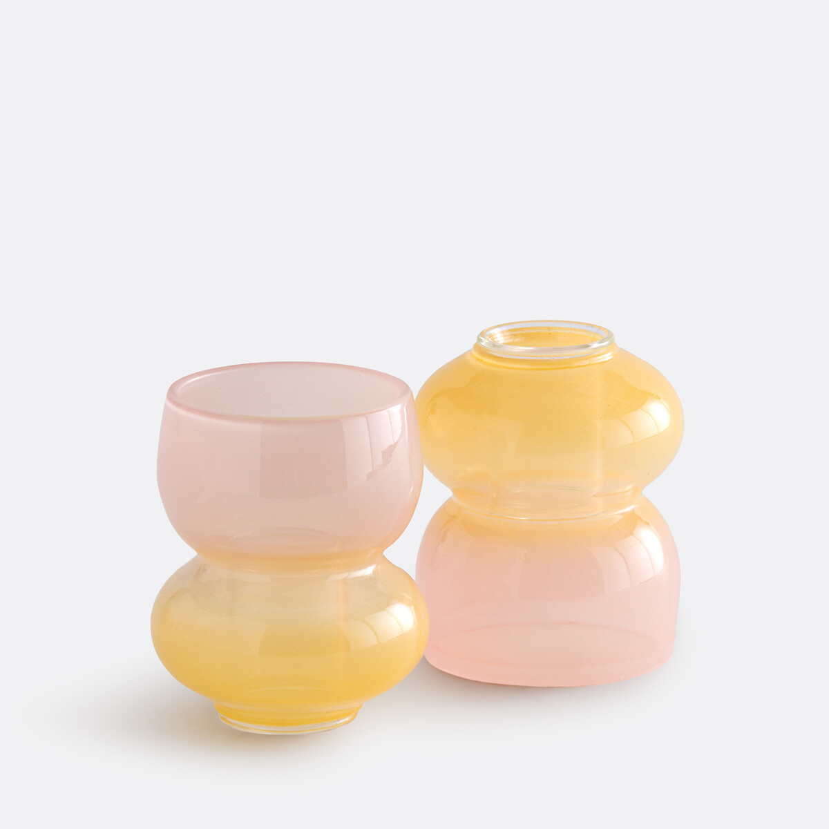 Lot de 2 bougeoirs en verre bicolore, hauteur 8 cm, SOLYA multicolore, LA REDOUTE INTERIEURS
