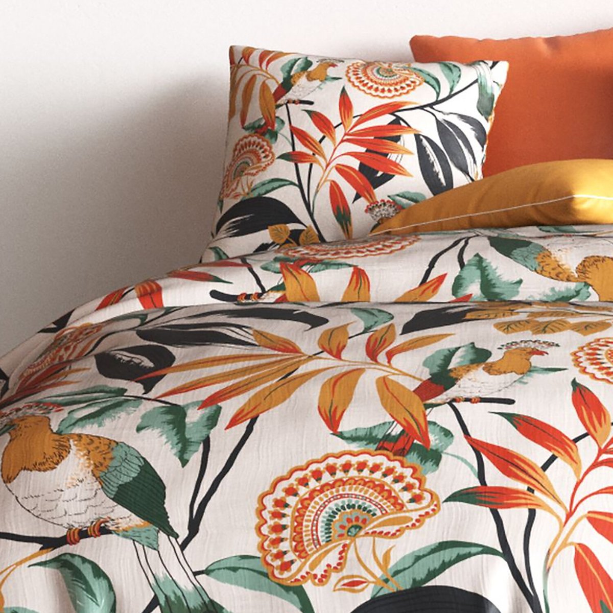 Parure imprimée avec housse de couette et taie(s) en coton, Ninon multicolore, ATELIER DU COTON