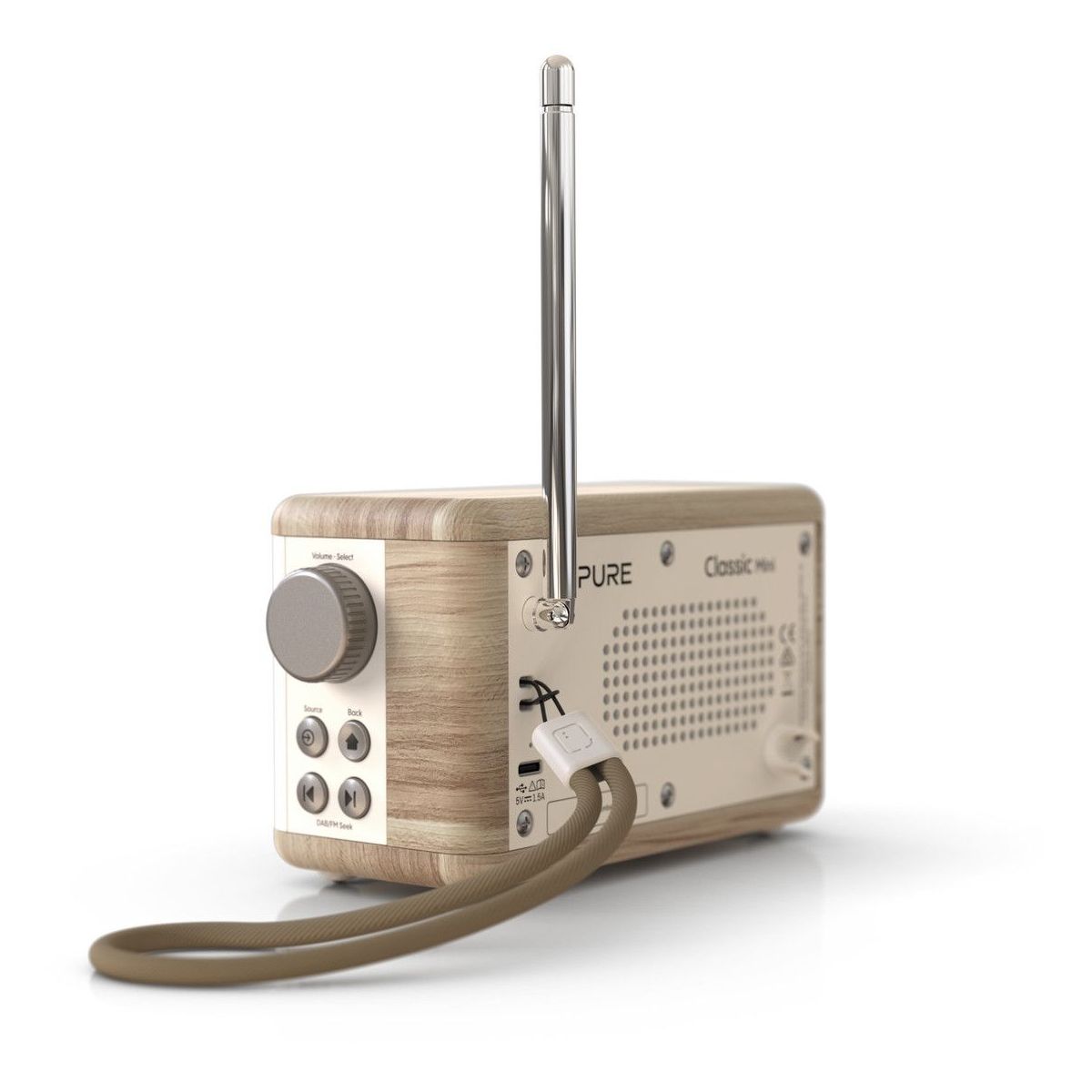 Radio DAB Classic Mini Cotton White/Oak couleur unique, PURE