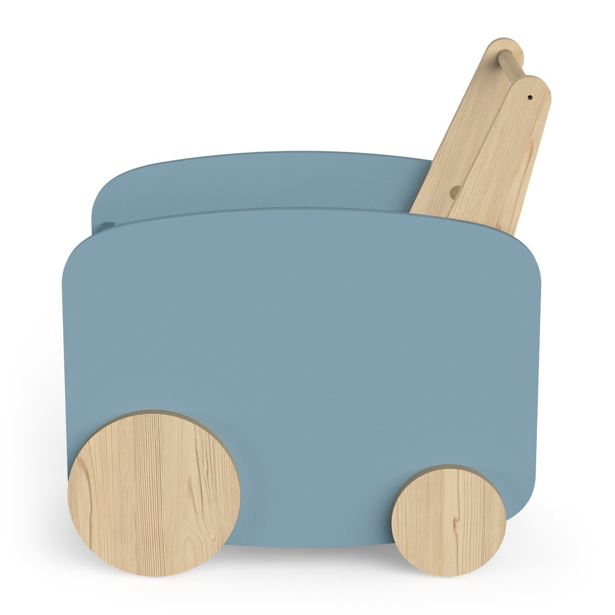 Chariot de rangement à roulettes L49,8 cm - FIRMIANA bleu orage / bois, CALICOSY
