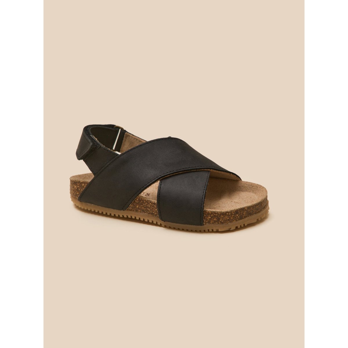 Sandales à brides  en cuir navy noir, CYRILLUS