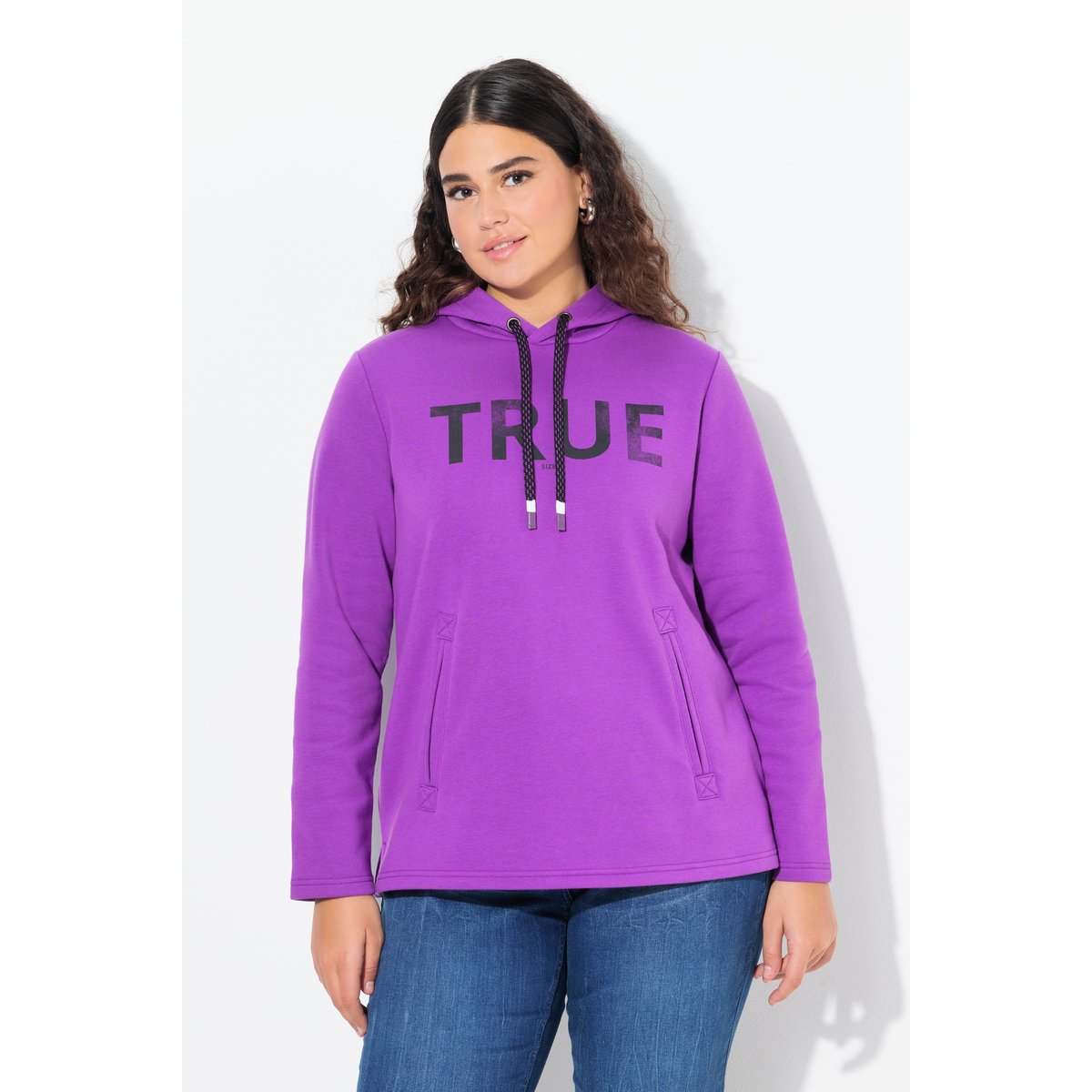 Sweat-shirt à capuche avec cordon de serrage violet, ULLA POPKEN