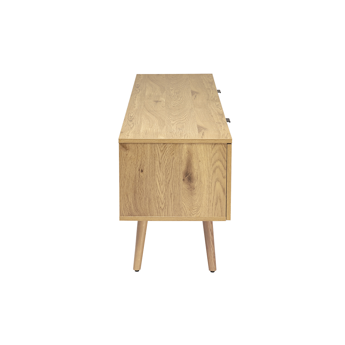 Meuble TV finition bois clair, cannage rotin et métal noir 2 portes L180 cm MANILLE marron, MILIBOO