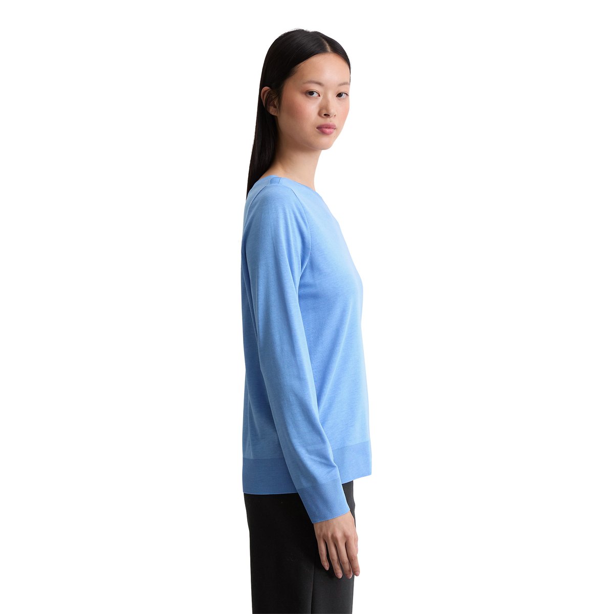 Manchette longue de luxe régulière en mélange de TENCEL™ Lyocell et de coton bleu clair, MARC O'POLO