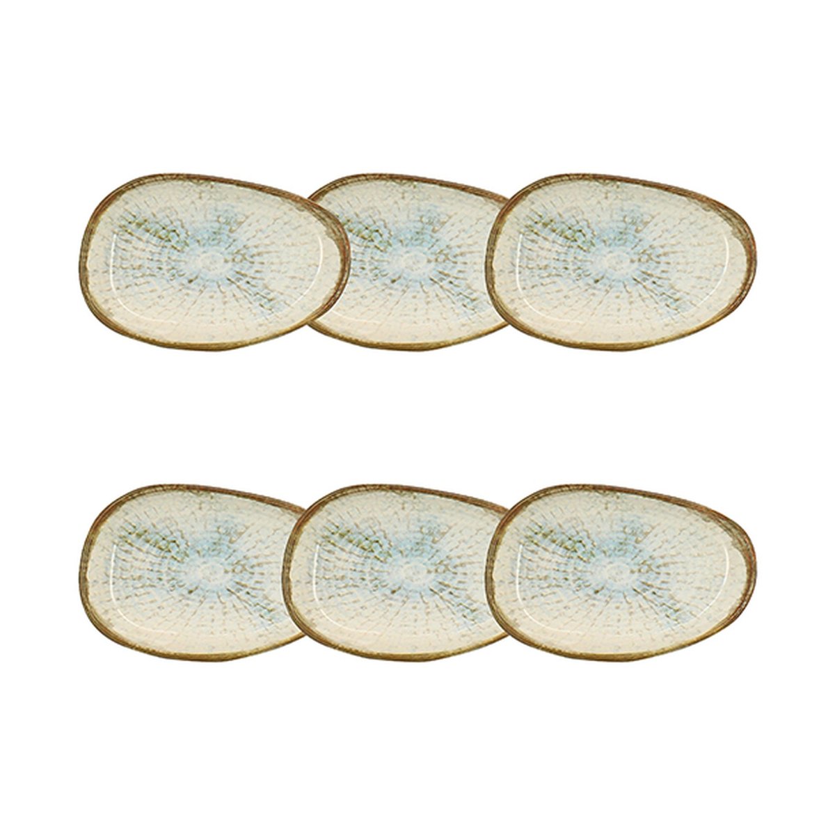 Lot de 6 coupelles 16 x 10cm en faïence, MINERAL bleu-gris, NOVASTYL