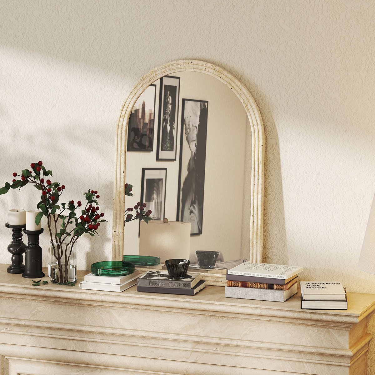 Miroir mural Polystyrène Beige beige, HOMCOM