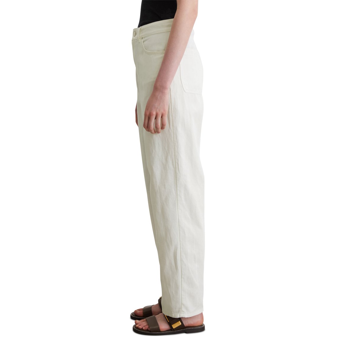 Jeans relaxed en mélange coton organique/lin blanc, MARC O'POLO