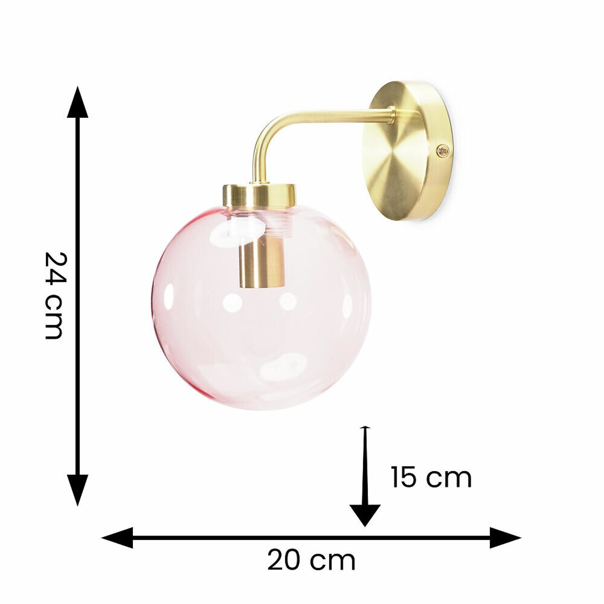 Freddy Brushed Gold and Pink Globe Wall Light gold-coloured, SO'HOME