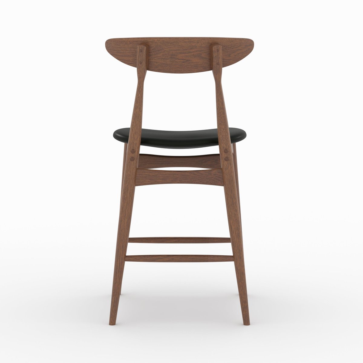 Lot de 2 chaises pour ilot central 63,5 cm en cuir synthétique et bois d'hévéa - JOSETTE noir, MAISON PAVANE