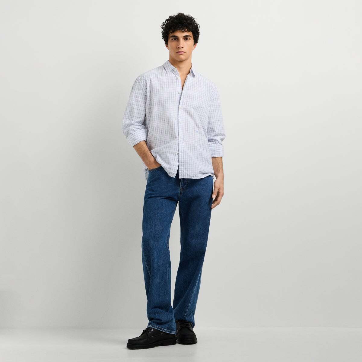 Chemise Coupe Casual À Carreaux En Popeline bleu javel, PEPE JEANS