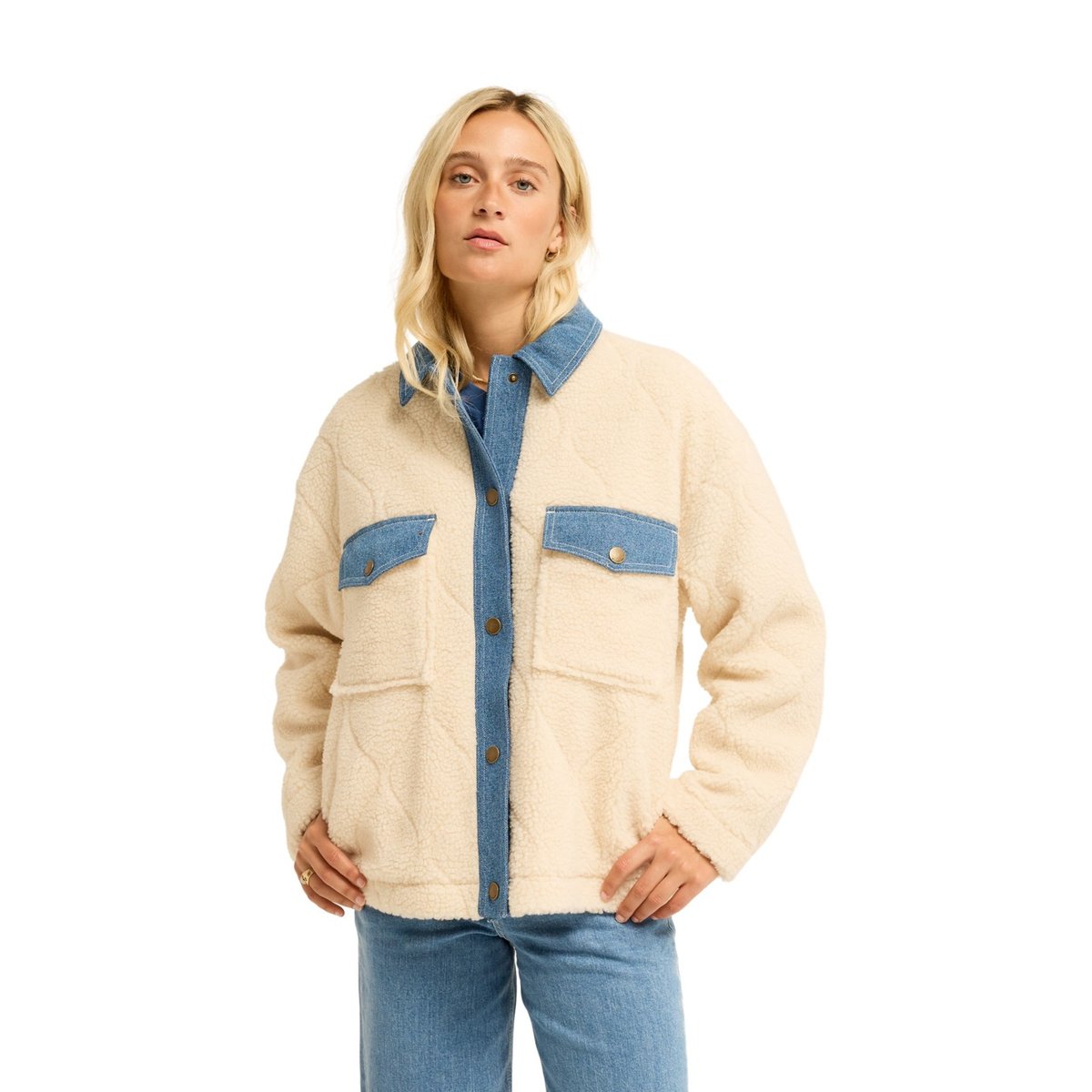 Veste trucker oversize STAY GOLDEN blanc white cap, BILLABONG