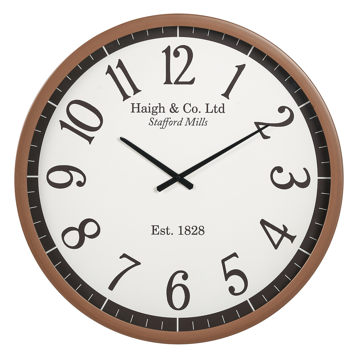 61cm Dark Wood Effect Round Wall Clock black/natural, ÉDITÉ