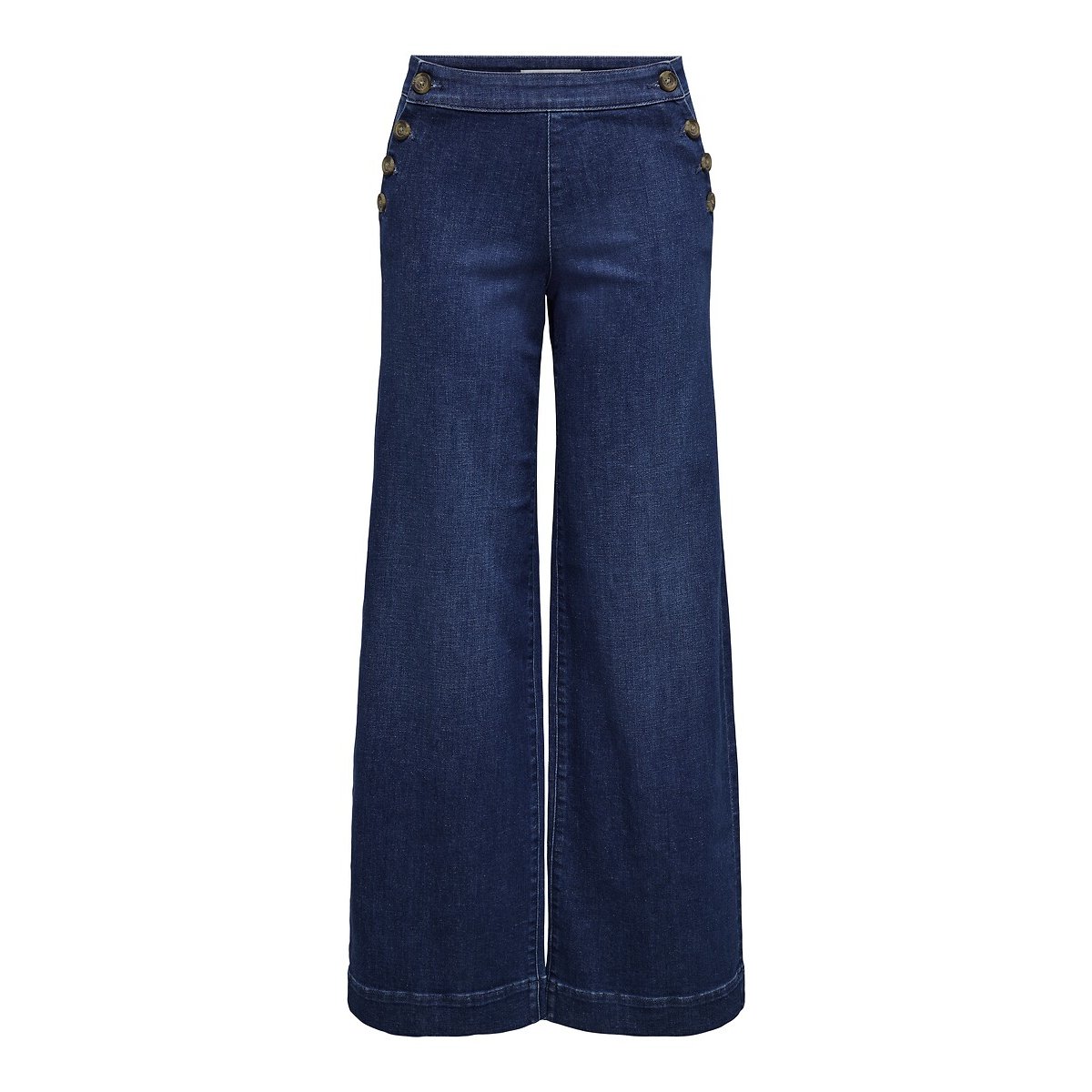 Jean large, taille haute dark blue, ONLY