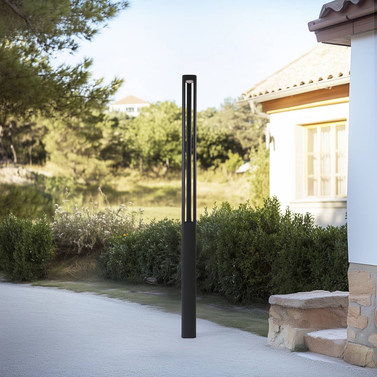 Lampadaire extérieur en aluminium moderneLED anthracite, LUCANDE