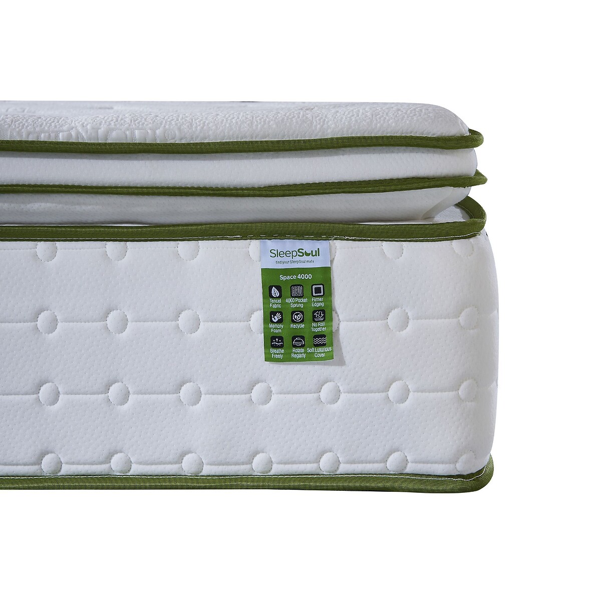 SleepSoul Space Orthopaedic Tencel 4000 Pocket Mattress white, SLEEPSOUL