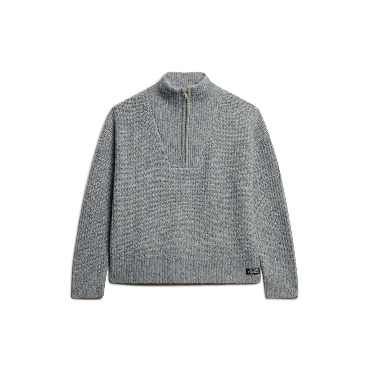 Pull camionneur Essential Zip Neck gris anthracite, SUPERDRY