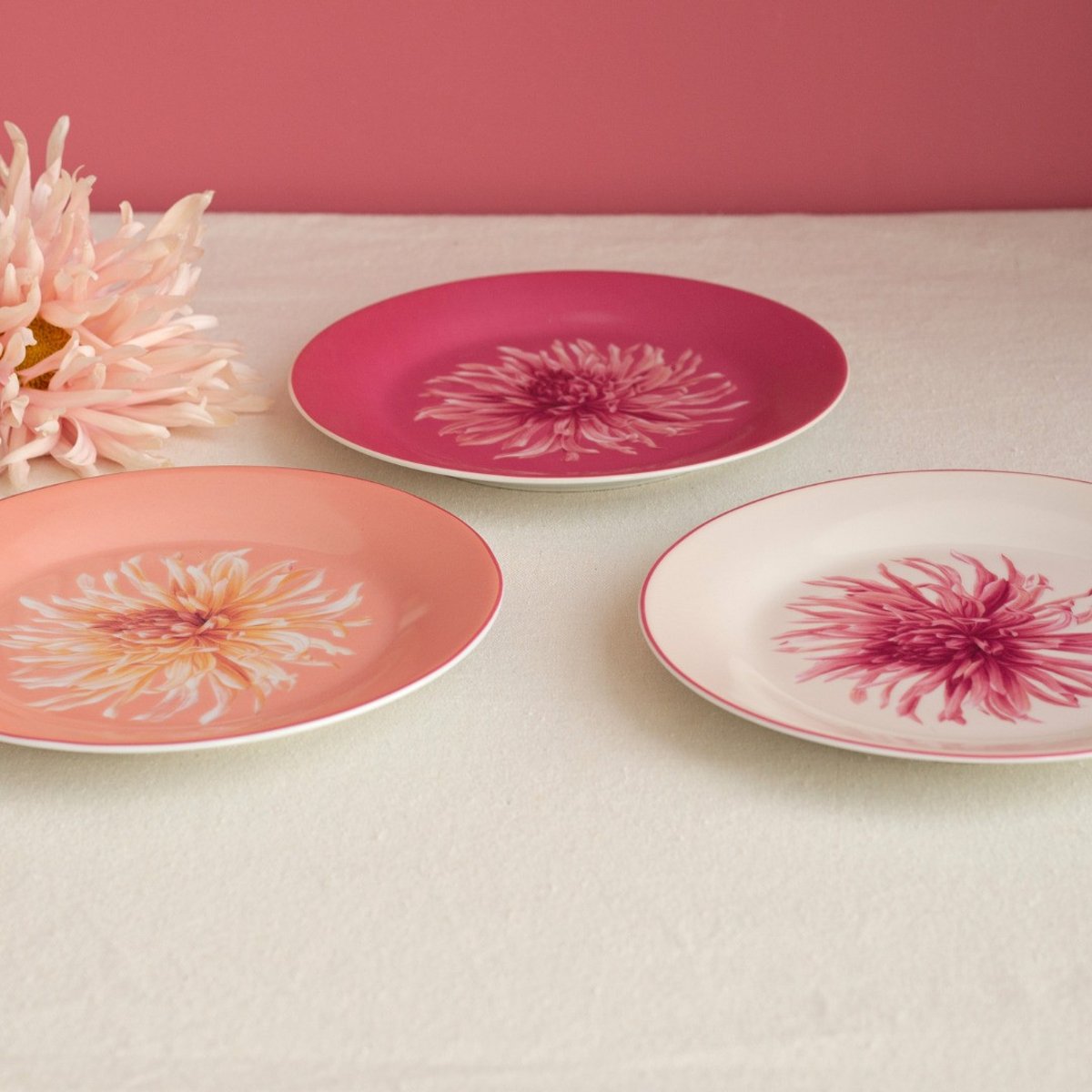 Lot de 6 petites assiettes, FLORA rose, ARTIME