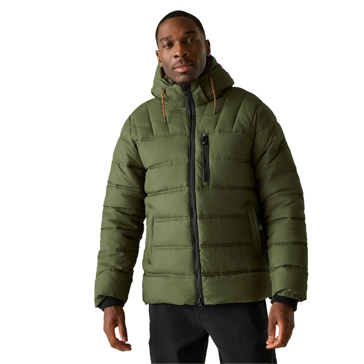Veste matelassée à capuche amovible LEESHAW kaki foncé / orange sombre, REGATTA