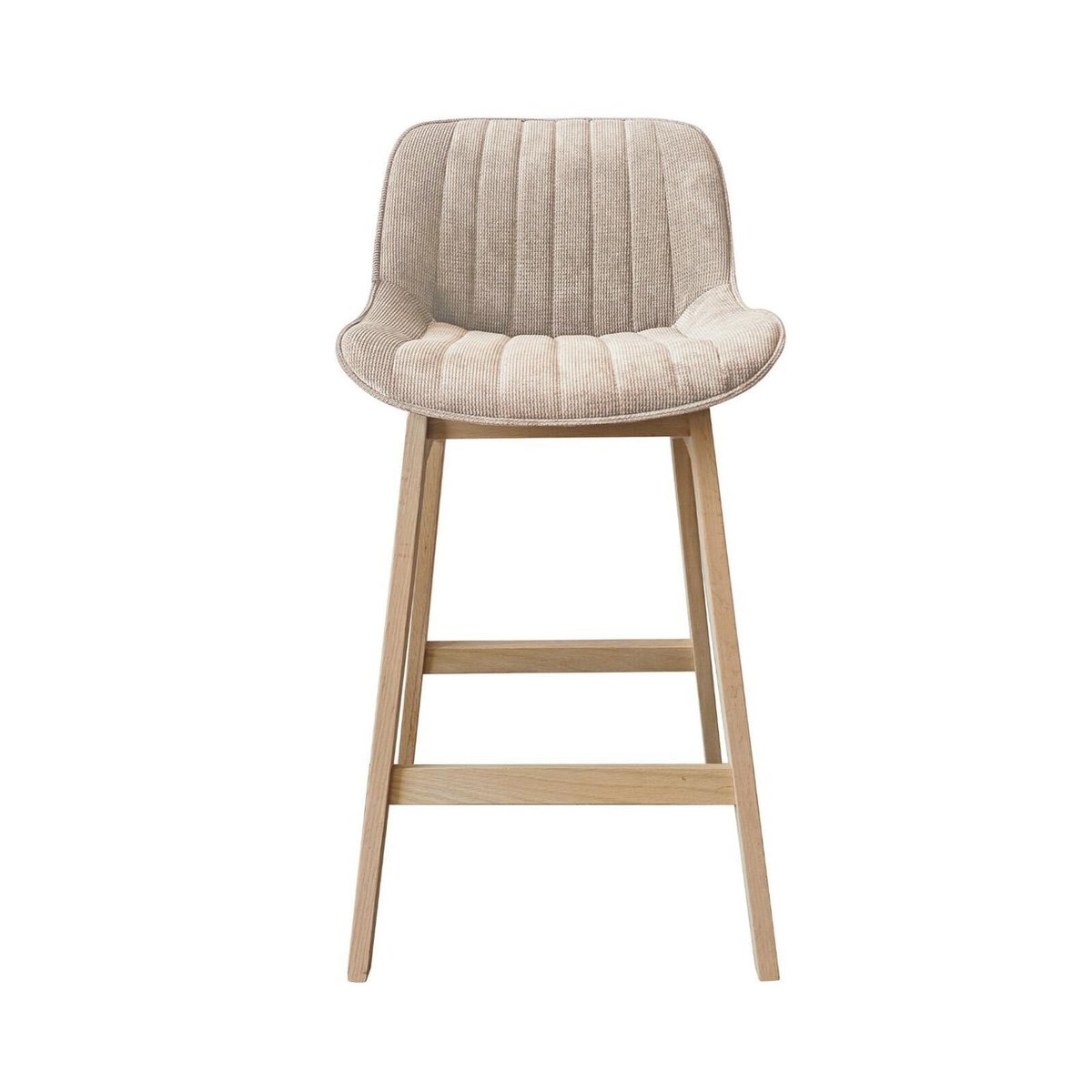 Lot Tabourets Chêne et Velours Côtelé NORDEN H75cm beige, MOB IN