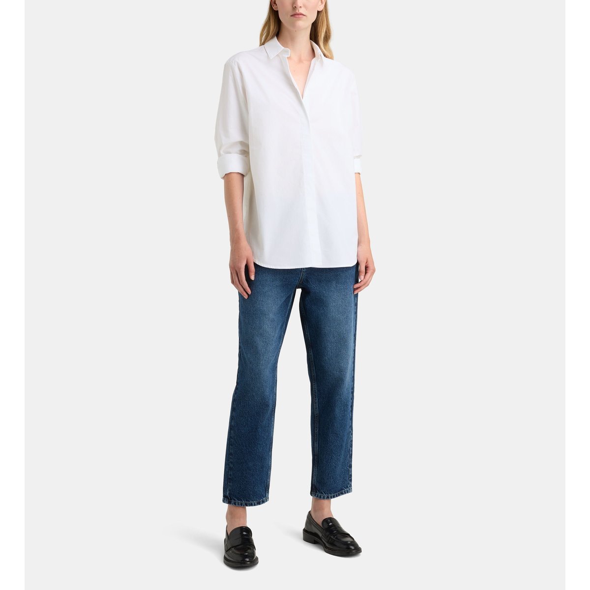 Chemise droite alma pop popeline coton blanc, GALERIES LAFAYETTE