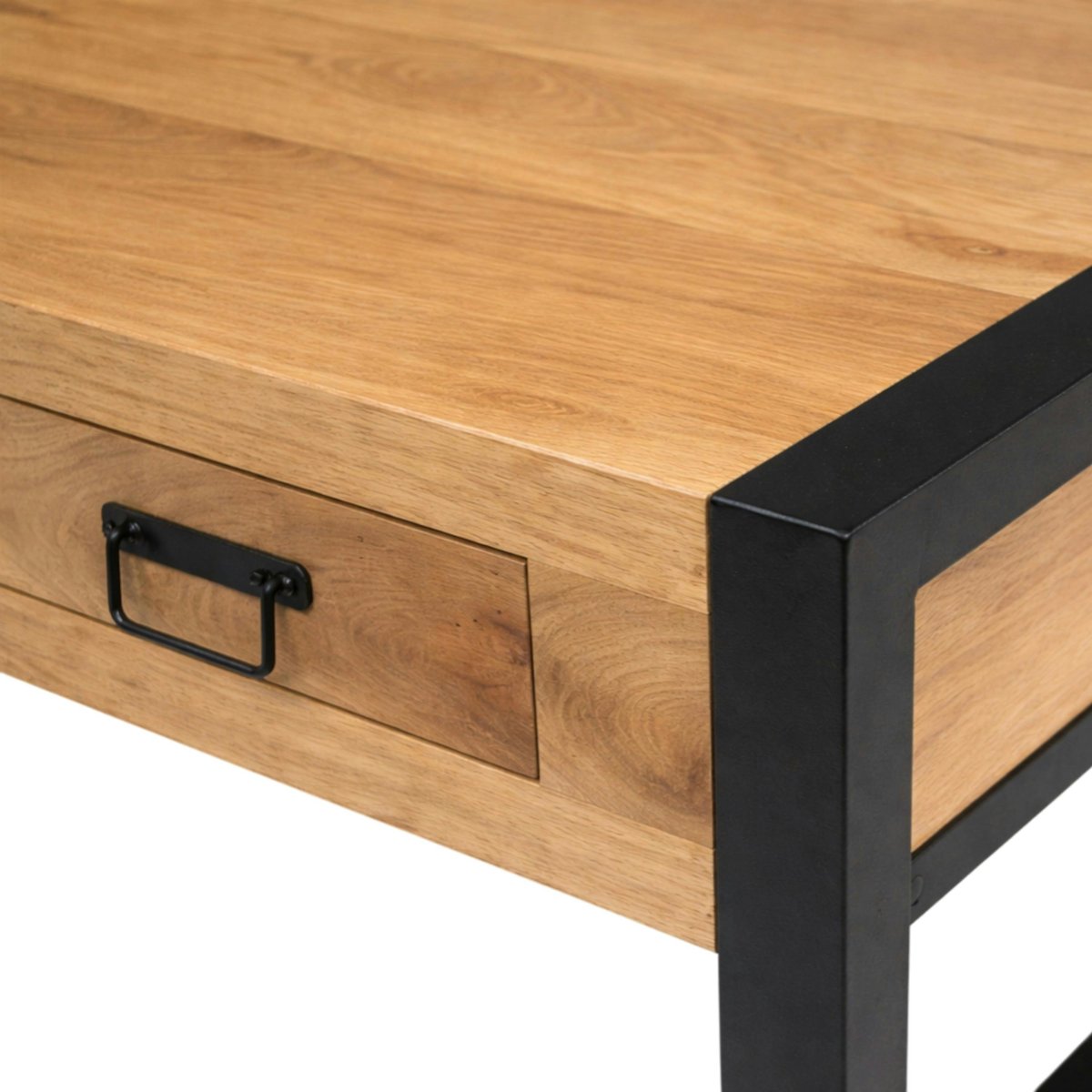 Table basse bois/métal 2 tiroirs MILORA bois clair, PIER IMPORT