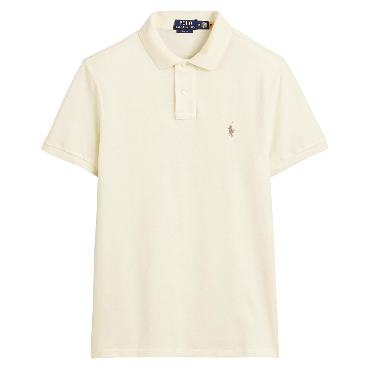 Polo slim en maille piquée crème, POLO RALPH LAUREN