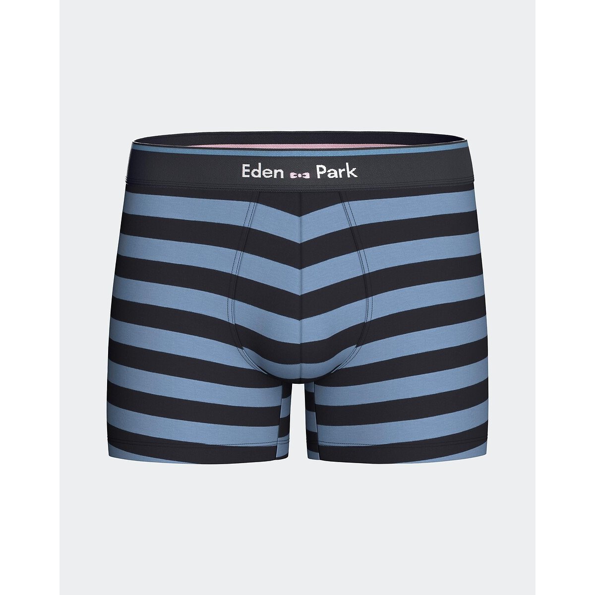 Lot de 2 boxers, 1 uni et 2 imprimé rayé bleu + bleu marine, EDEN PARK