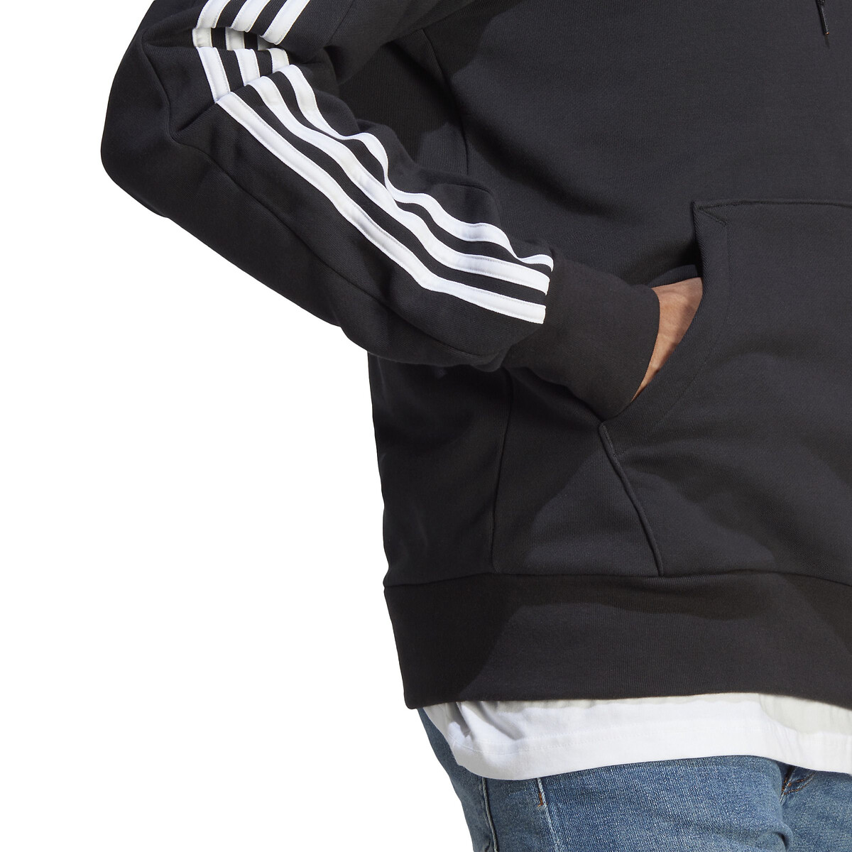 Sweat capuche à bandes noir, ADIDAS SPORTSWEAR