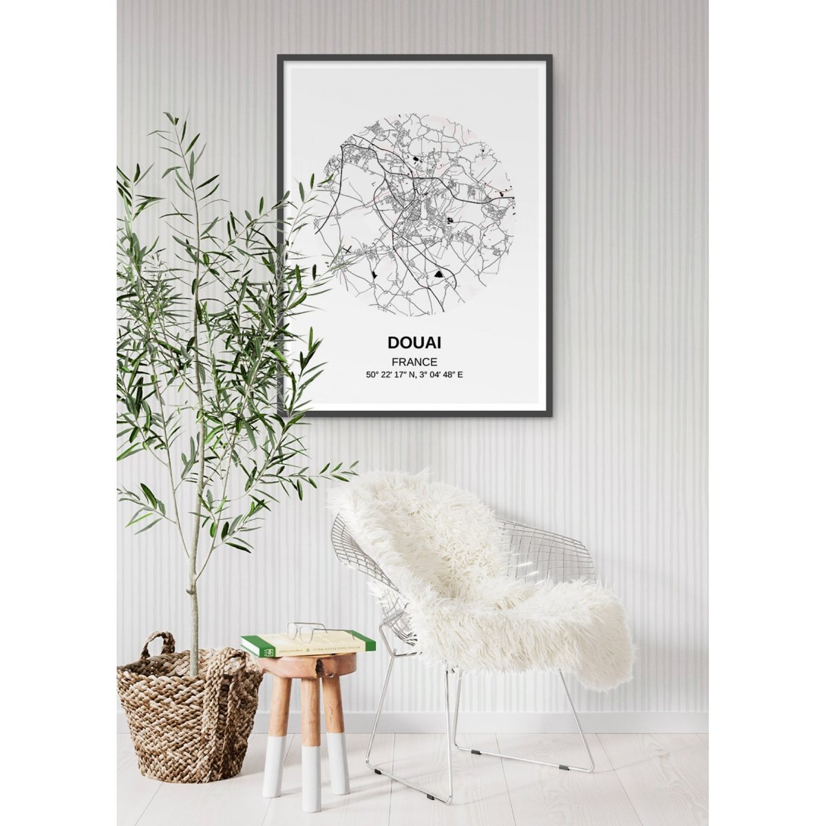 Affiche Carte Douai blanc, L'AFFICHERIE