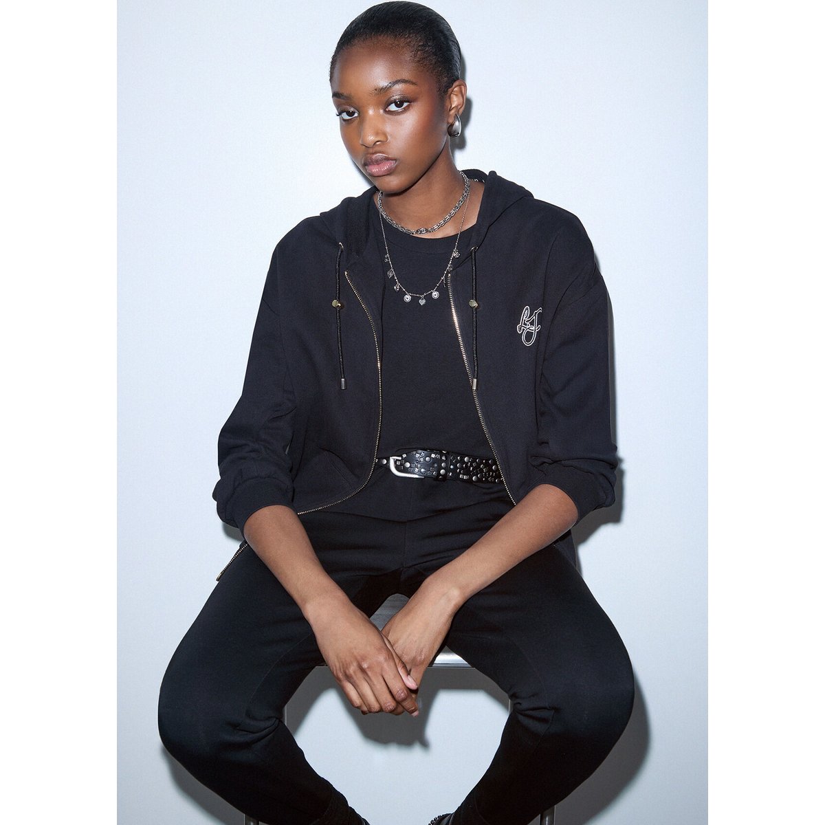 Sweat à Capuche avec Zip noir, LIU JO