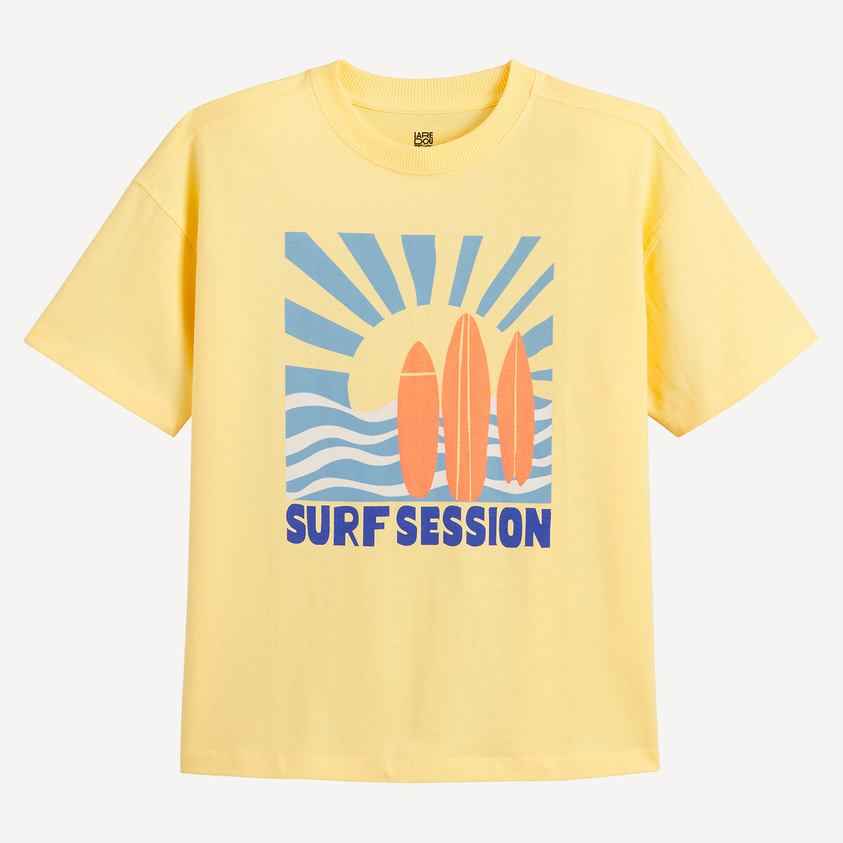 T-shirt oversize, à col rond et manches courtes, imprimé devant et au dos jaune, LA REDOUTE COLLECTIONS