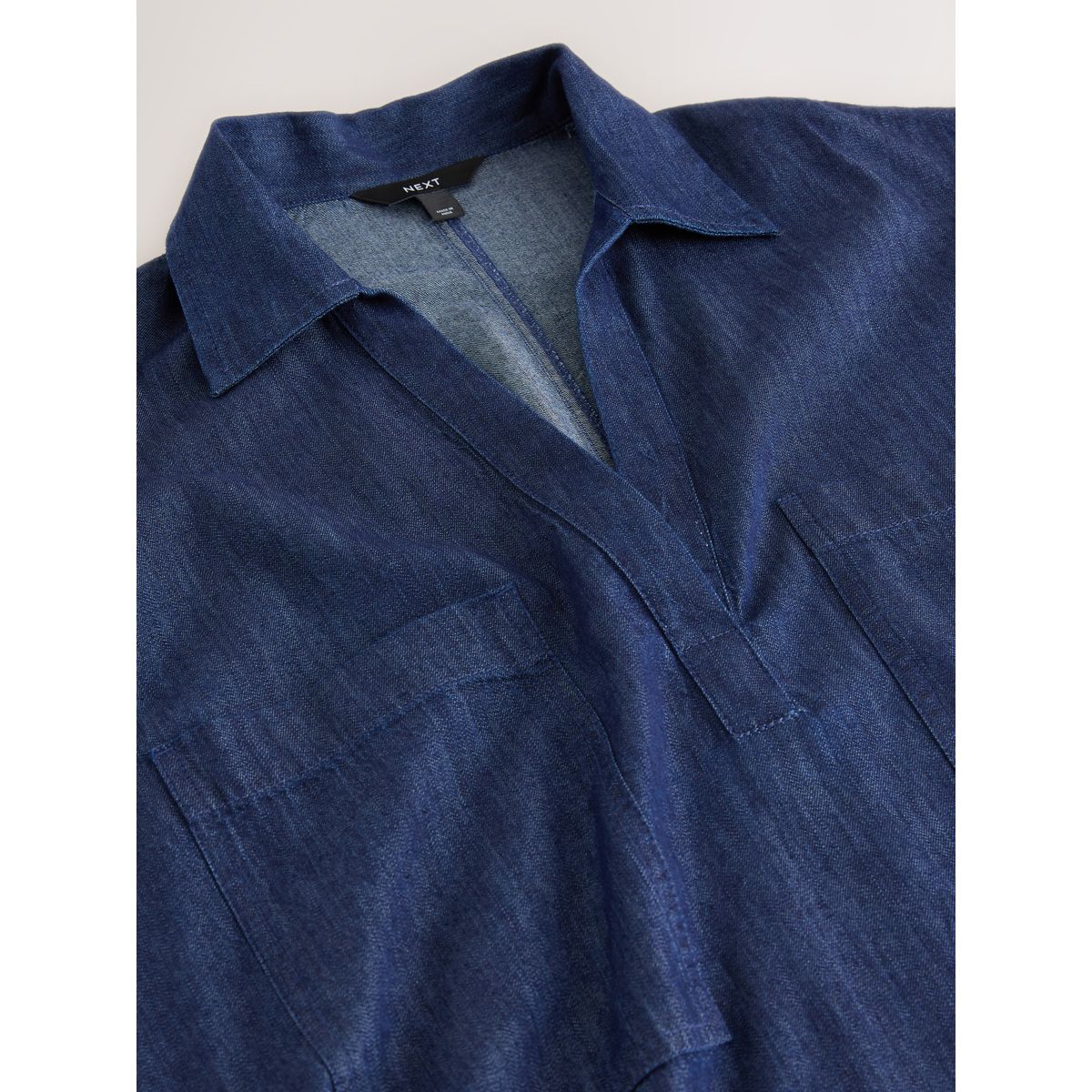 Robe mi-longue en jean style caftan bleu foncé, NEXT