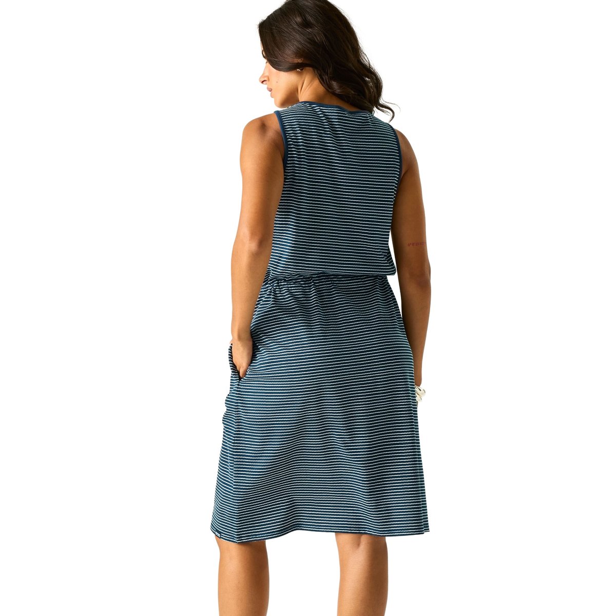 Robe sans manches à taille ajustable motif/style à rayures AMORIE bleu marine / blanc, REGATTA