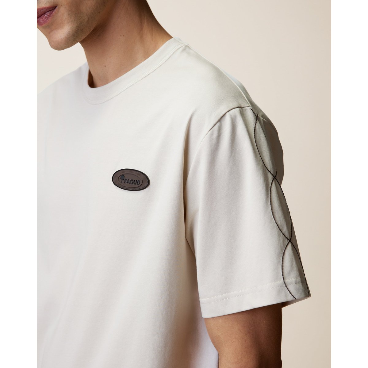 T-shirt en maille beige, FAGUO