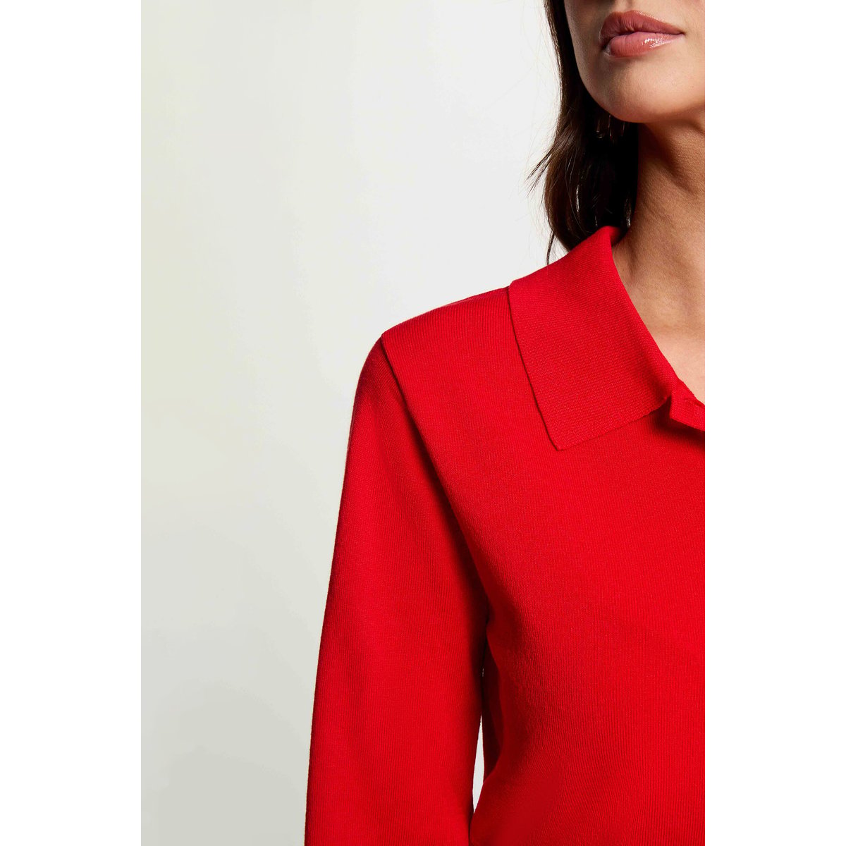 Pull col à revers rouge, MORGAN