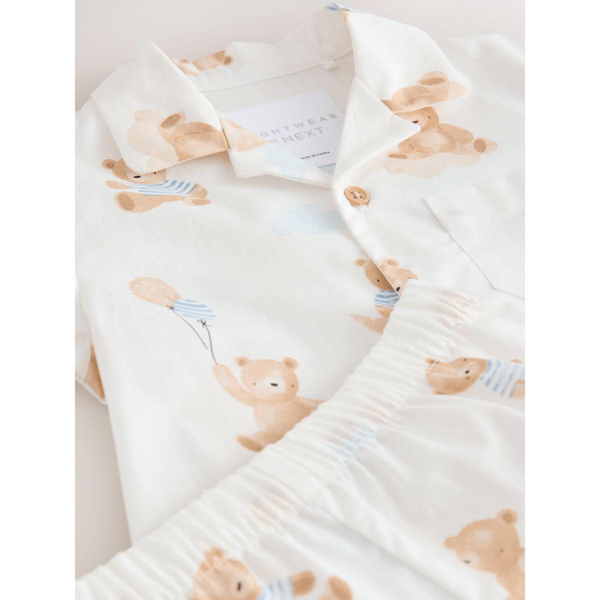 Pyjama short à boutons ours crème, NEXT