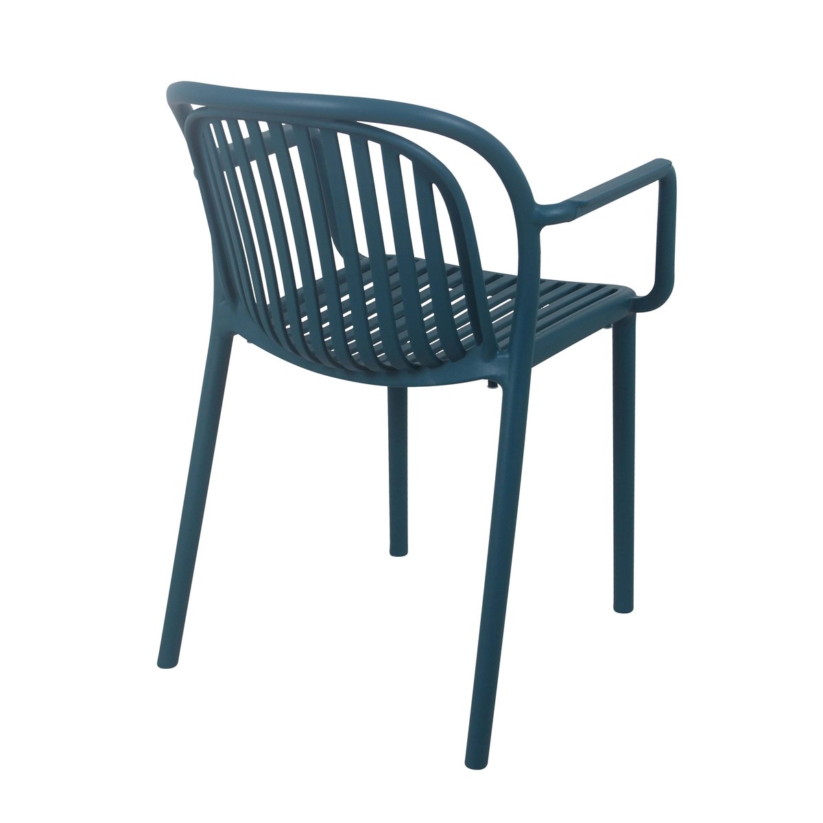 Lot de 4 fauteuils de terrasse en plastique, COPENHAGUE bleu canard, OVIALA