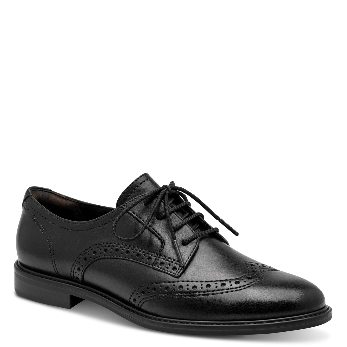 Derbie en cuir noir, TAMARIS