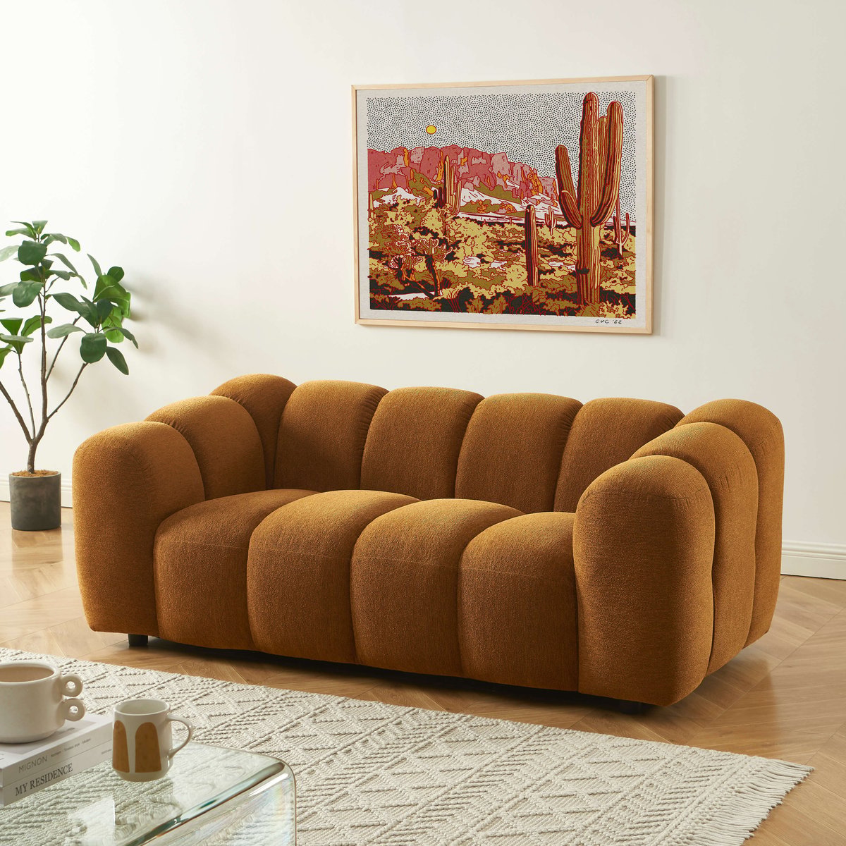 Canapé 2 places tissu tweed SUNNY bronze, SORELH