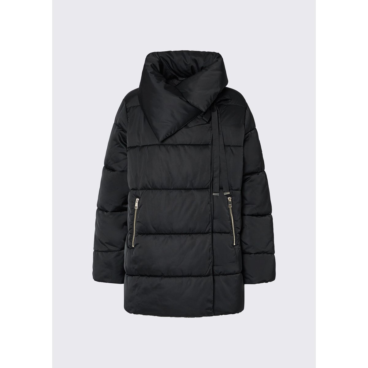 Blouson matelassé oversize en nylon brillant noir, LIU JO