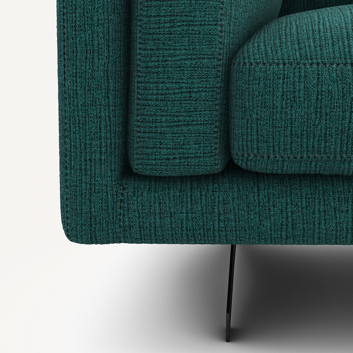 Ecksofa mit Chaiselongue, aus meliertem Stoff, CÉSAR dunkelgrün, AM.PM